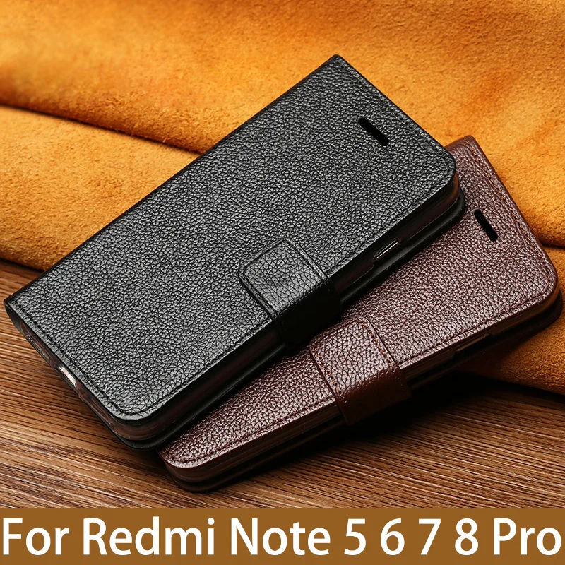 Флип чехол для телефона Xiaomi redmi Note 5 5A 6 7 8 Pro note 3 4X4 4x5 плюс 6a 7a 8a Litchi текстурный чехол|