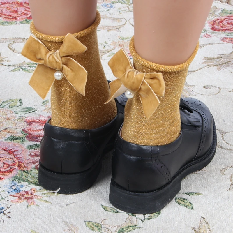 Блестящие мягкие корейские Harajuku модные персональные жемчужные носки с бусинами груды носков ретро-носки осень и зима