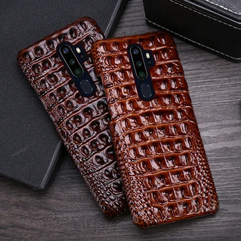 

Genuine Leather Phone Case For Realme 3 5 6 X Lite XT X2 X50 Pro Q Cases Natural Cowhide Crocodile Back Texture Cover Funda Capa