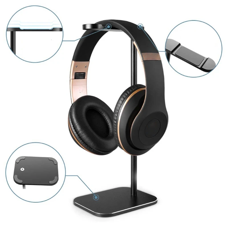 Earphone Hanger Holder Headphone Stand Rack Sturdy Non Slip Aluminum Alloy Gaming Headset Bracket with Solid Base