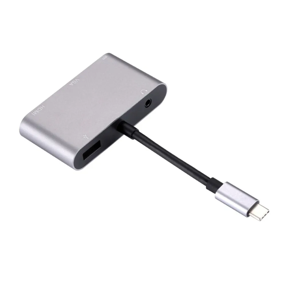 Usb type C концентратор 5 в 1 многопортовый адаптер типа C к HDMI/VGA/3,5 мм/USB 3,0/зарядка PD адаптер конвертер, USB C к VGA адаптер