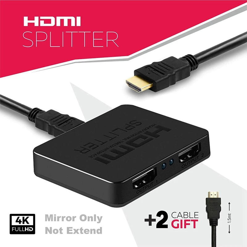 Сплиттер RISE Hdmi 1 в 2 Out Ultra Hd 4K 4 порта адаптер для Fire Stick/Apple Tv/Fire Tv/Roku Tv/Ps4 Pro/Xbox One X/Wii
