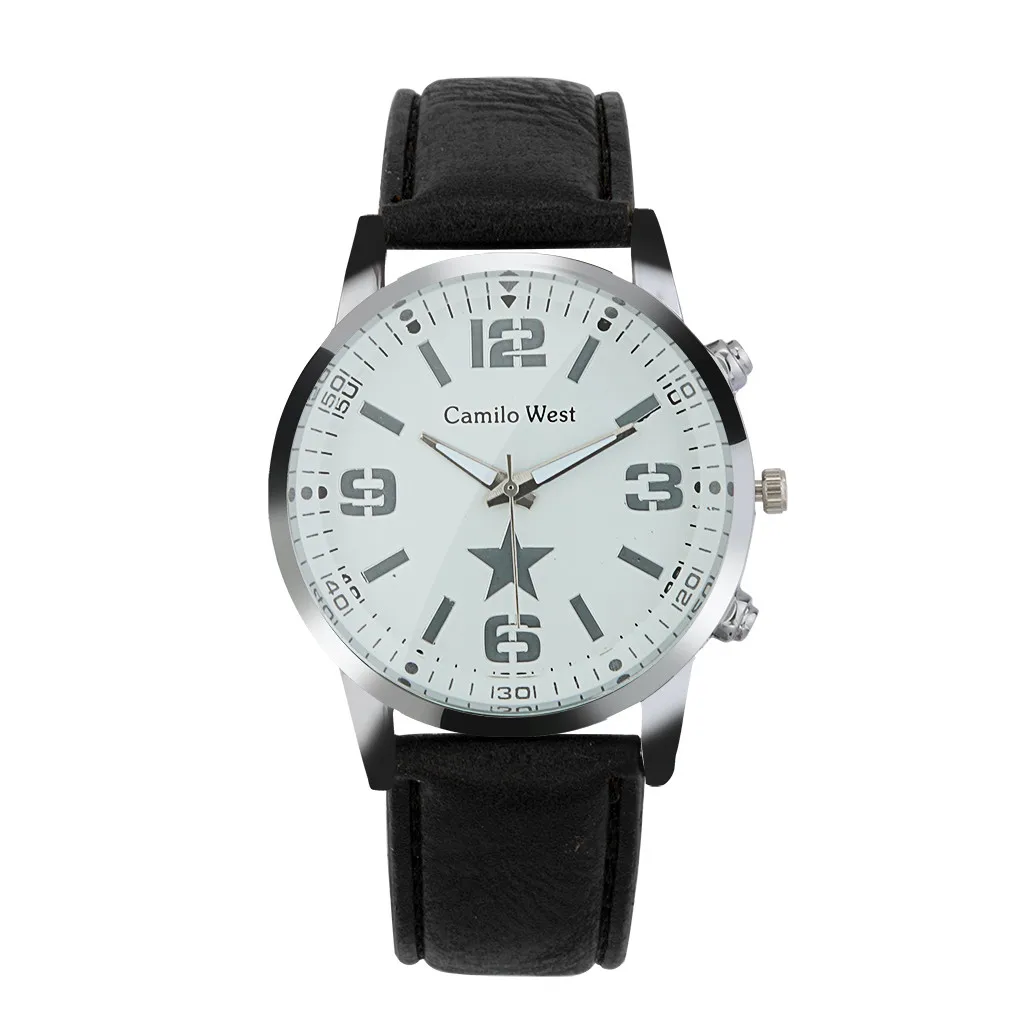 Новые модные часы кварцевые мужские часы синий стеклянный кожаный ремешок для часов мужские наручные часы дешевые Relogio Masculino горячая распродажа