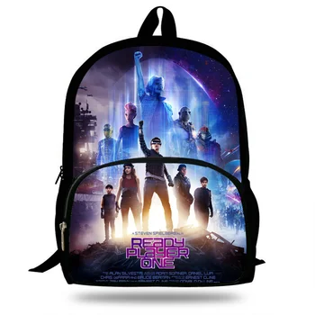 

New Hot 16 Inch Popular Film Print Backpack for Teenagers Boys Girls Ready Player One Bag for School Children Bookbags for Kids