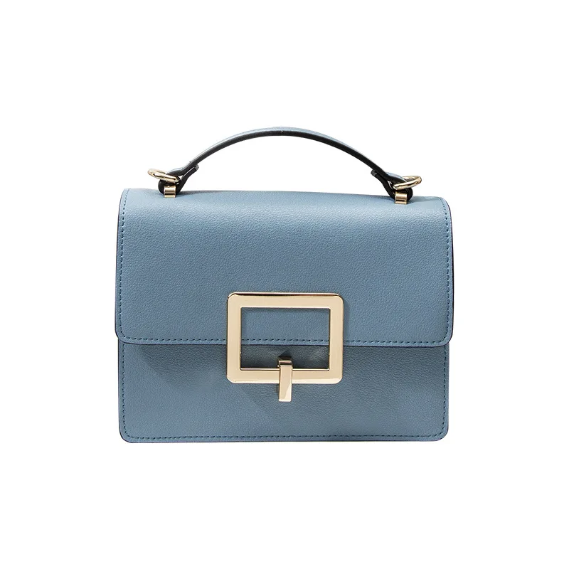 

2020 New Real Leather Shoulder Bag Ladies Small Square Bag with Wide Strap Simple Female Daily Messenger Bag Office Lady Purses