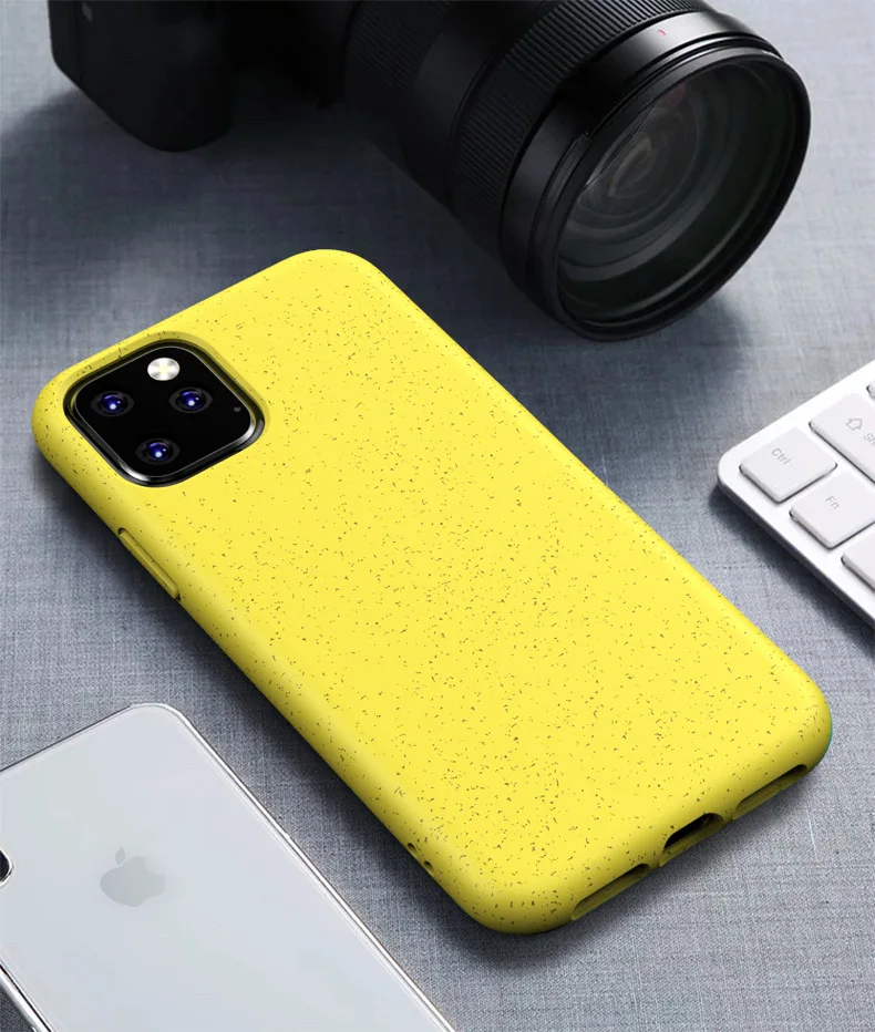 Натуральная Пшеничная солома Матовый ТПУ Защита телефона от падения Чехол для IPhone 6 7 8 Plus X XR XS 11 Pro Max желтый красный черный задний Чехол - Цвет: Yellow