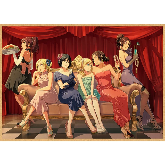 Attack on Titan Anime Poster Decor For Home Posters Room Wall Pictur Kraft Paper Retro And Prints Art Bar Cafe Stickers 43