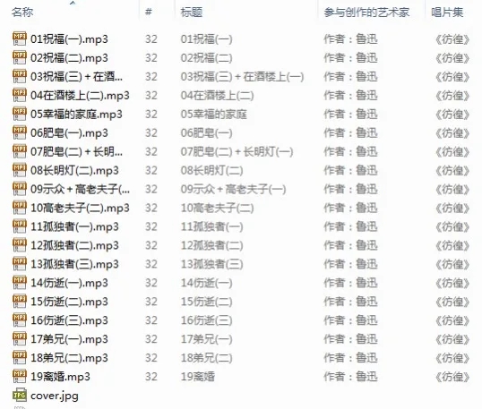 初中必读书目:鲁迅-彷徨（19集全MP3）图片