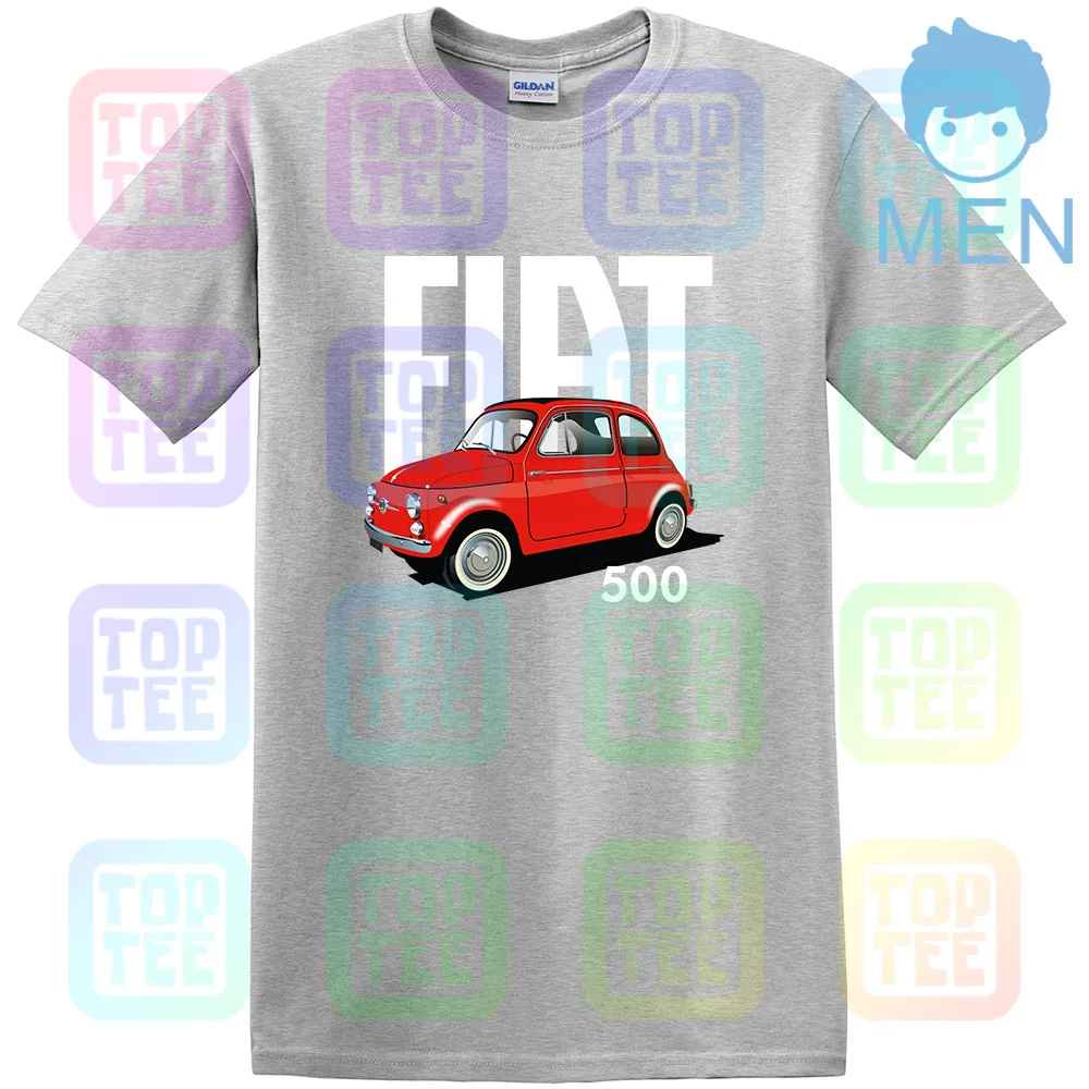 Серый Классический итальянский Fiat 500 Футболка Винтаж ретро автомобиль дизайн Прохладный унисекс - Цвет: Серый