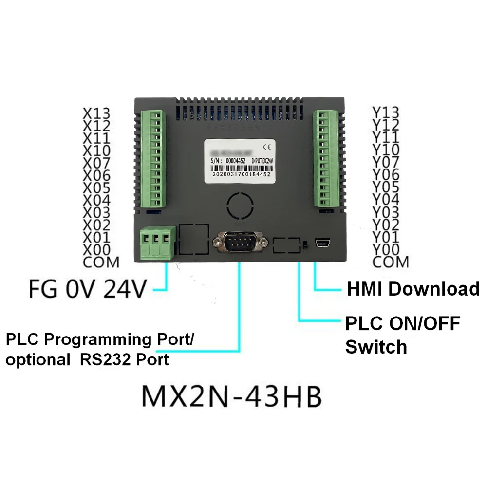 Встроенный контроллер HMI + PLC 4 3 дюйма сенсорная панель выход транзистора DC24V