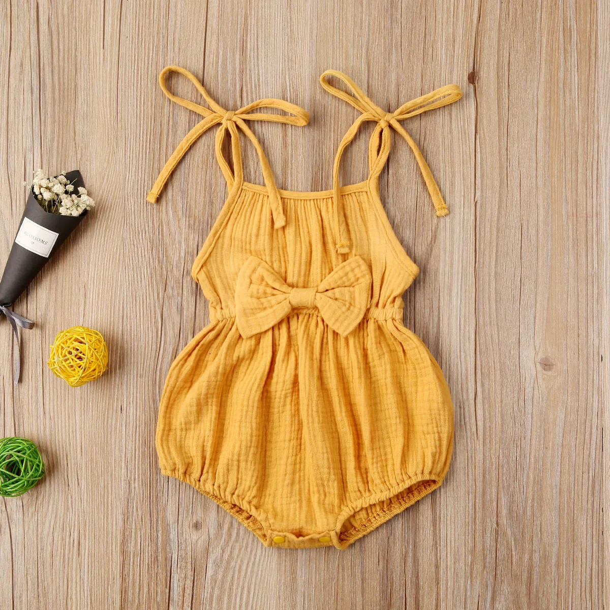 2020 Baby Summer Clothing  Newborn Baby Girl Cute Clothes Srap Romper Cotton Linen Solid Jumpsuit Bowknot Outfits Set Soft carters baby bodysuits	 Baby Rompers