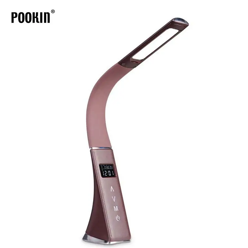 LED Rechargeable Desk Lamp Eye Protection Touch  Dimming Office Reading  Alarm Clock Table Lamp With Calendar LCD Display