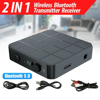 

New 2 in 1 Bluetooth 5.0 Wireless Audio Transmitter Receiver Music Adapter RCA AUX DOM668