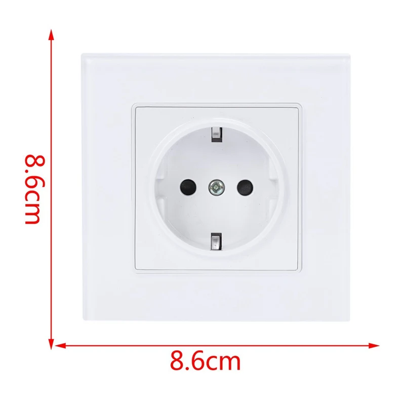 

Hot Sale White Eu Standard Power Socket,White Crystal Glass Panel,Ac 110~250V 16A Wall Power Socket