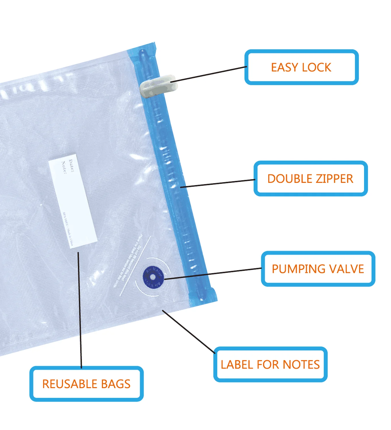 Многоразовые пакеты Ziplock с ручным насосом для герметизации пищевых продуктов