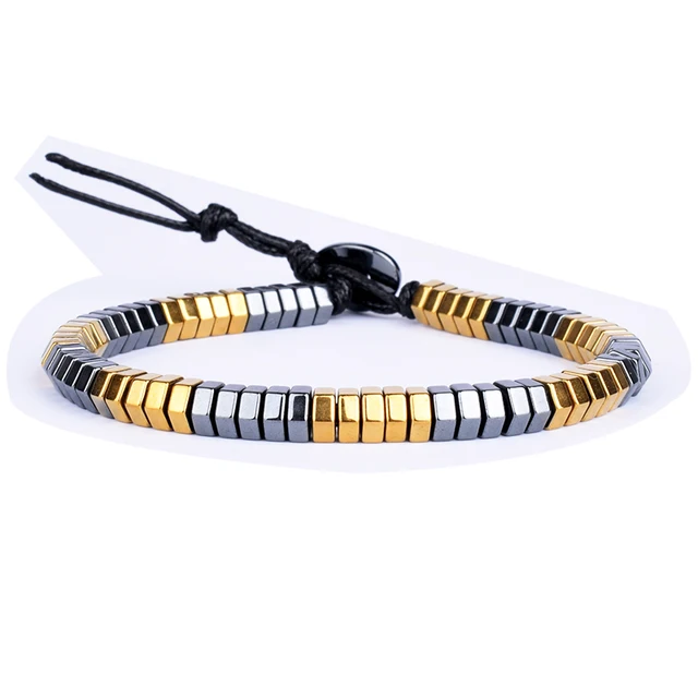 Fashion Energy Hematite Magnetic Bracelets Men Nature Silver color Hematite Charm Bracelets for Women High Polish Energy Jewelry Simplicity Bracelets