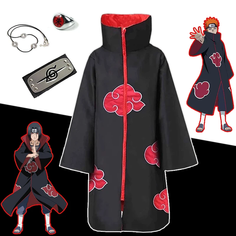 Костюм для косплея аниме Акацуки Учиха Итачи мантия Deidara Red халат с узором в виде
