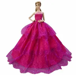 BJD – tenue de poupée rose fleurie, robe de mariée à épaules dénudées, vêtements de princesse pour Barbie, 1/6 pouces, accessoires pour jouets, 11.5 