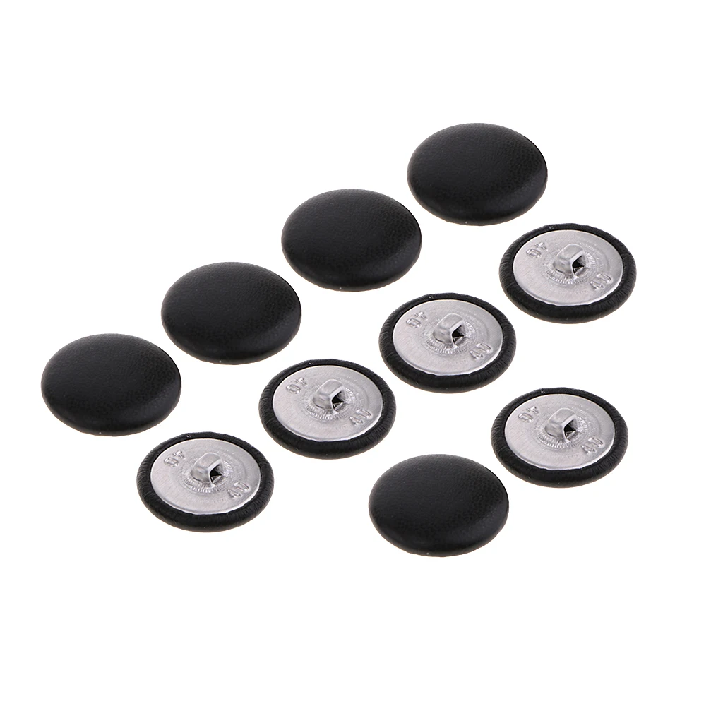 10 Pieces Black Artificial Leather Covered Button for  Suits, Jackets Fronts, Coats, Upholstery