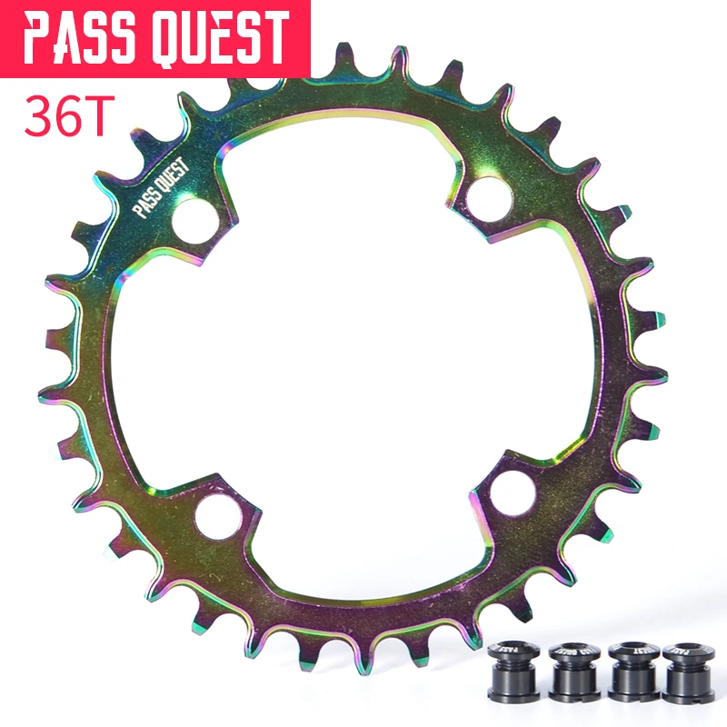 Pass Quest велосипедная Звездочка 96 BCD 32T 34T 36 т 38 40 т 42 44 46 т 48 велосипед Звездочка M6000/7000/8000/9000 11/22S один диск - Цвет: Titanium plating 36T