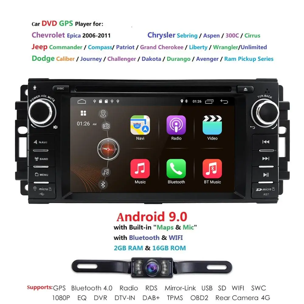 

6.2" Android 9.0 Car Stereo CD DVD Player in Dash Car Radio Multimedia Player for JEEP Navigation System LCD Bluetooth WiFi GPS