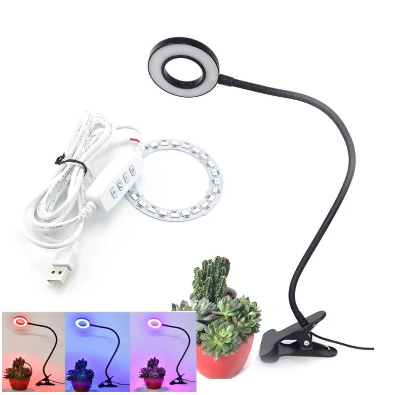 

5V USB 24 LED plant Grow Light clip holder lamp board 5730 SMD chip Growing Lamp hydro Dimmable Cable Red Blue for greenhouse S1