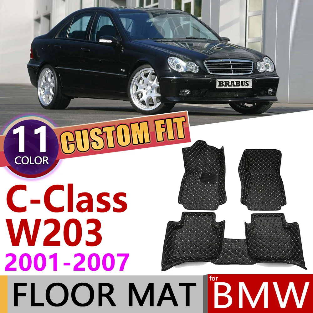 

Custom Leather Car Floor Mats for Mercedes Benz C Class W203 2001~2007 5seats Foot Pad Carpet Accessories C200 C230 2002 2005