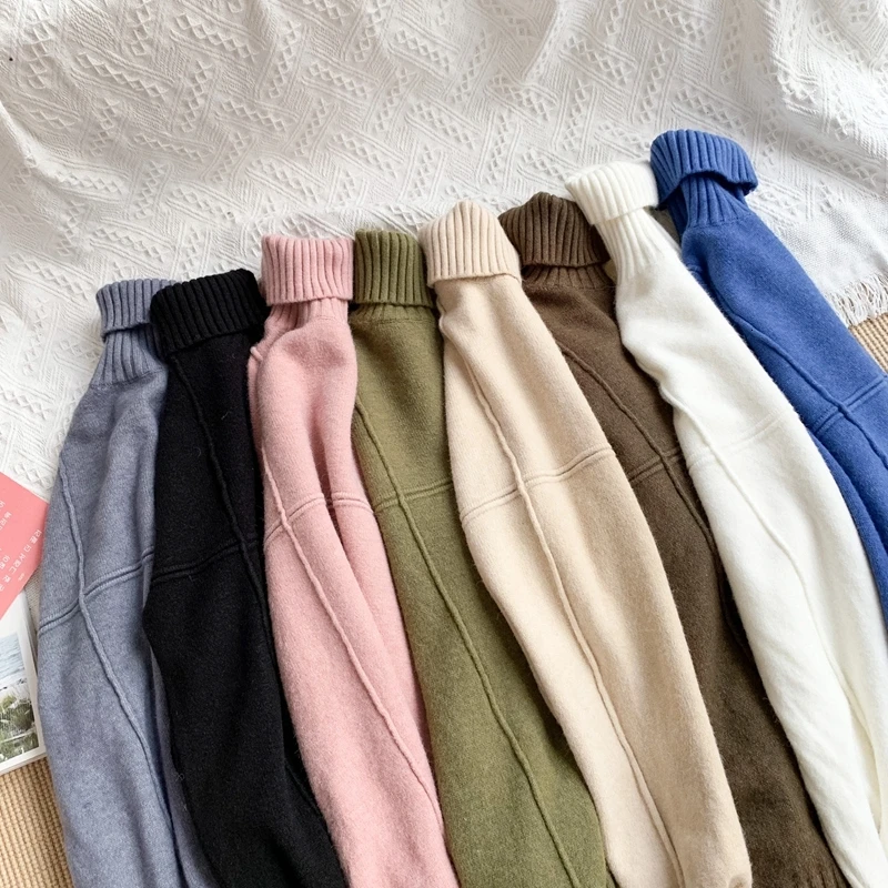 Winter Turtleneck Sweater Men Warm Fashion Solid Color Casual Knit Sweaters Men Loose Long Sleeve Pullover Male Sweter Clothes