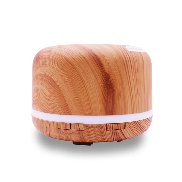 

KBAYBO 500ml essential oil aromatherapy ultrasonic air humidifier 7 kinds of LED color optional wood grain household humidifier