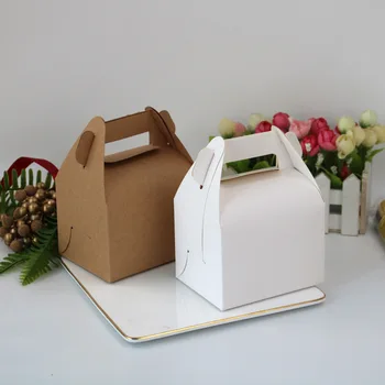 

Cake Box With Handle Kraft Paper Food Muffin Cupcake Boxes
