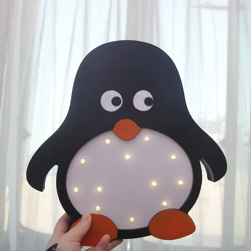 INS креативный детский фонарь-ночник для мальчиков и девочек, милый пингвин, панда, собака, аккумулятор, Decoracion Infantil, деревянный Decoracao Quarto
