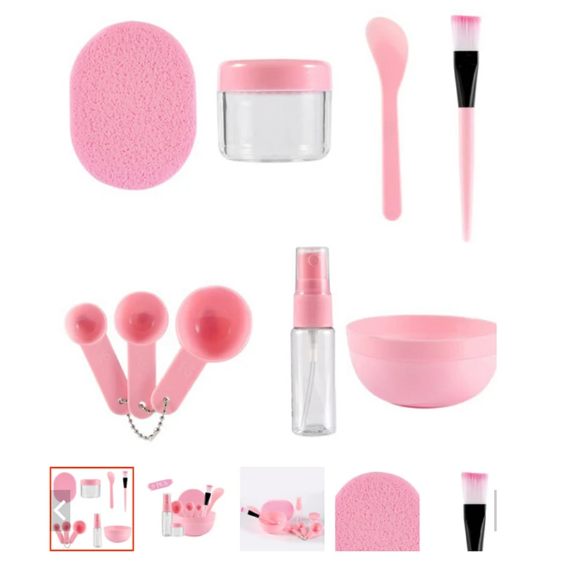9 Pcs/Set Homemade Bowl Brush Spoon Stick Bottle Sponge DIY Face Mask Tools Kit Makeup Beauty Tool