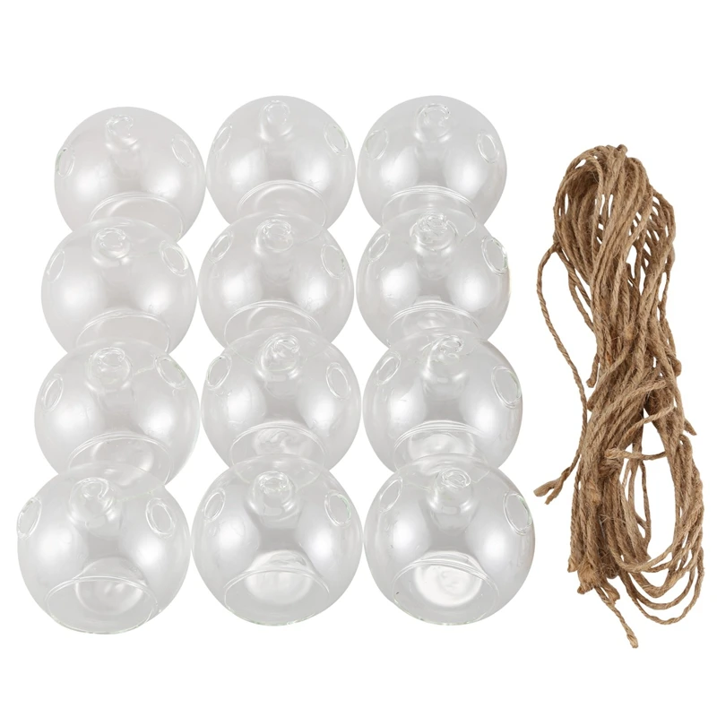 12Pcs 80MM Hanging Tealight Holder Glass Globes Terrarium Wedding