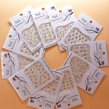 

3D Nail Sticker Decals 2020 new Design Gold Shiny Effect multi 1000 shape for Nail Manicure Decoration Nail Arts tools