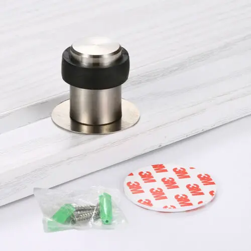 46MM No-punching Стопор для двери из нержавеющей стали, резиновый держатель для защиты двери, литые напольные стопоры для двери, защита стен для дома, спальни - Color: 46MM No-punching