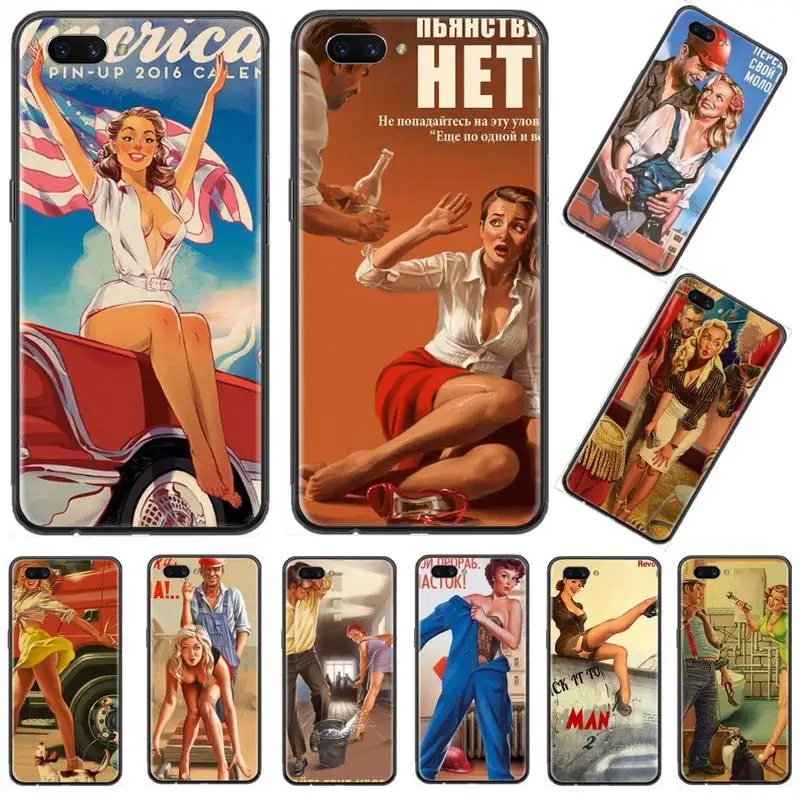 

WW2 Sexy Pin up Girl Vintege Phone Case For OPPO F 1S 7 9 K1 A77 F3 RENO F11 A5 A9 2020 A73S R15 REALME PRO