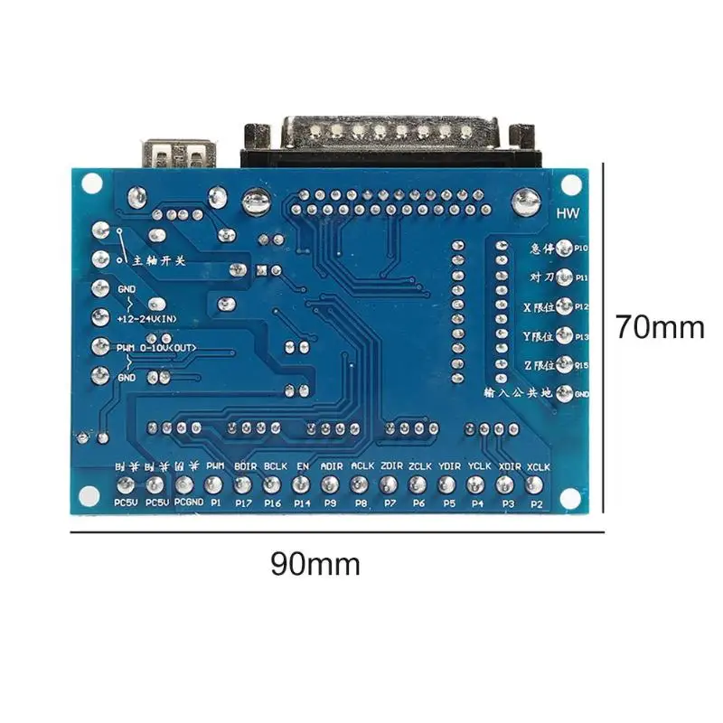 MACH3 5 Axis CNC Breakout Board Драйвер шагового двигателя модульный оптрон изолированный гравировальный станок доска 12 V-24 V с USB кабелем