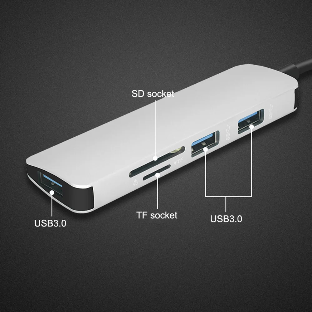 USB C концентратор до 3 USB 3,0/TF/SD адаптер зарядный порт type C концентратор для MacBook Pro samsung Galaxy S8 S9 LG G5 USB C концентратор