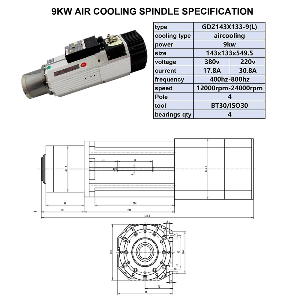 9KW Air ATC(L) Spindle Specification 拷贝