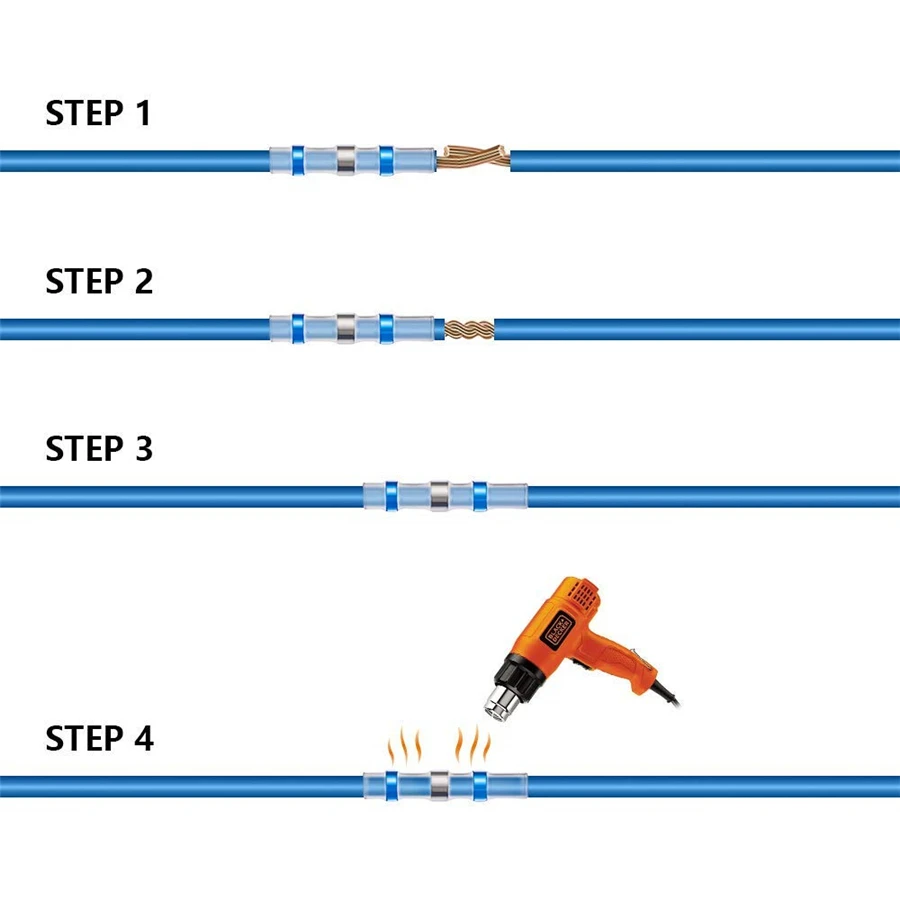 300 шт Водонепроницаемый припой уплотнение термоусадочный Провод Контактный терминал разъем набор(70 шт белый, 100 шт Синий, 100 шт красный, 30 шт желтый