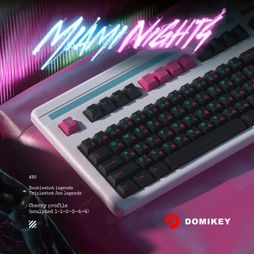 Фото Domikey Майами ночной Вишневый профиль abs doubleshot клавиатура для конфетного покера 87 104 gh60 xd64 xd68 xd84 BM60 BM65 BM68 BM80 №1