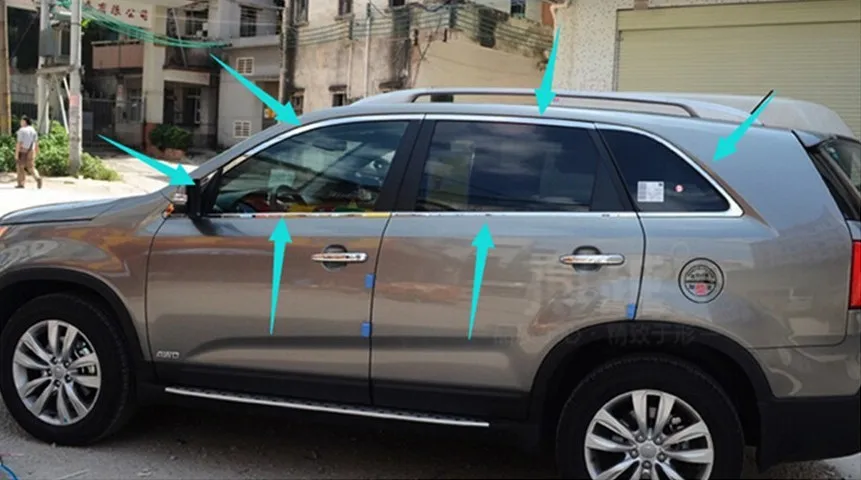 Высококачественная нержавеющая сталь для 2009- KIA Sorento(12 шт.) полоски для отделки окон автомобиля аксессуары для украшения автомобиля быстрая укладка