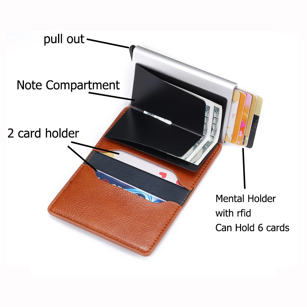 BISI GORO, кредитный держатель для карт, RFID, алюминиевый чехол для визиток, для путешествий, Умный кошелек, искусственная кожа Crazy Horse,, для мужчин и женщин