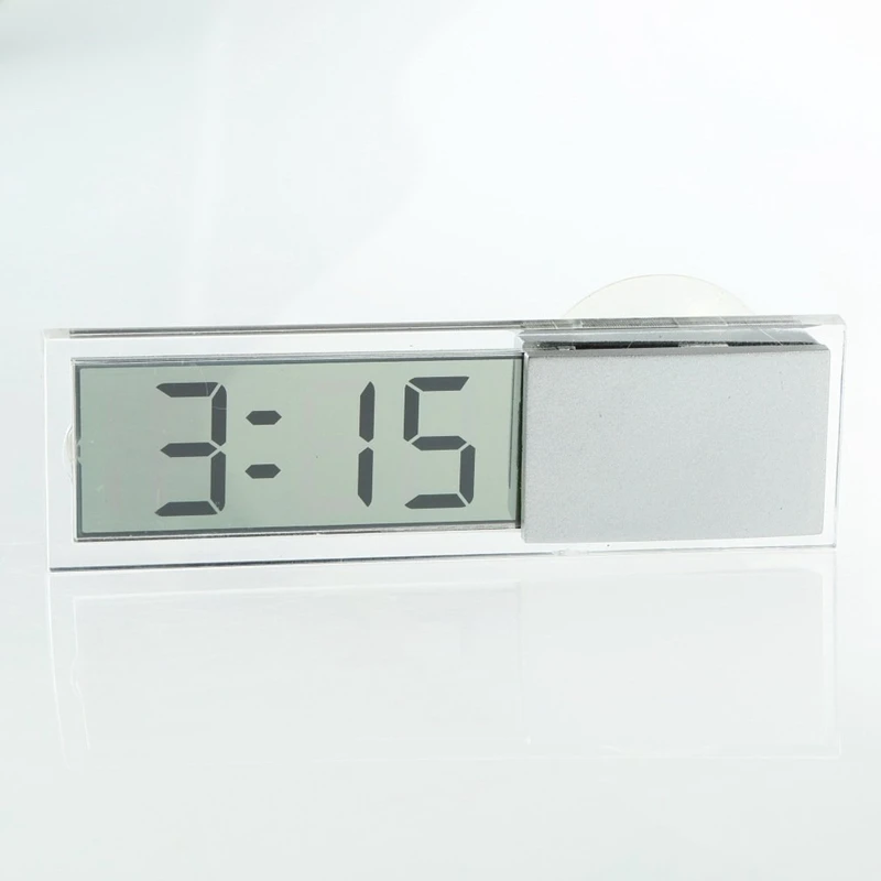 Car Electronic Clock Mini Durable Transparent LCD Display Digital with Sucker