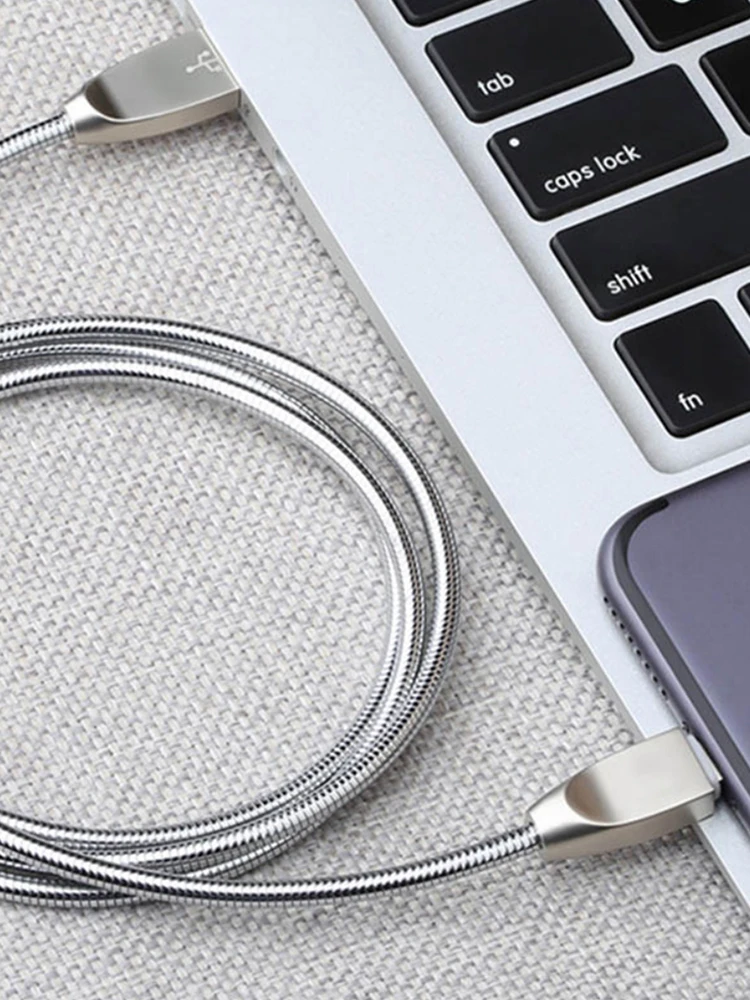 New High Quaily Alloy Spring Quick Charging 2.4A Cable Mobile Phone Data Cable Electronics For Android Braided Copper Wire