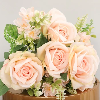 

Valentines Day Gift 11 European style Artificial Roses Artificial Flowers gift Fake Flowers Home Decoration Accessories