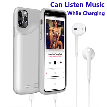 

For iPhone 11 /iPhone 11 Pro /iPhone 11 Pro Max Battery Case 6000mAh External Backup Power Bank Battery Charger Case Cover TPU