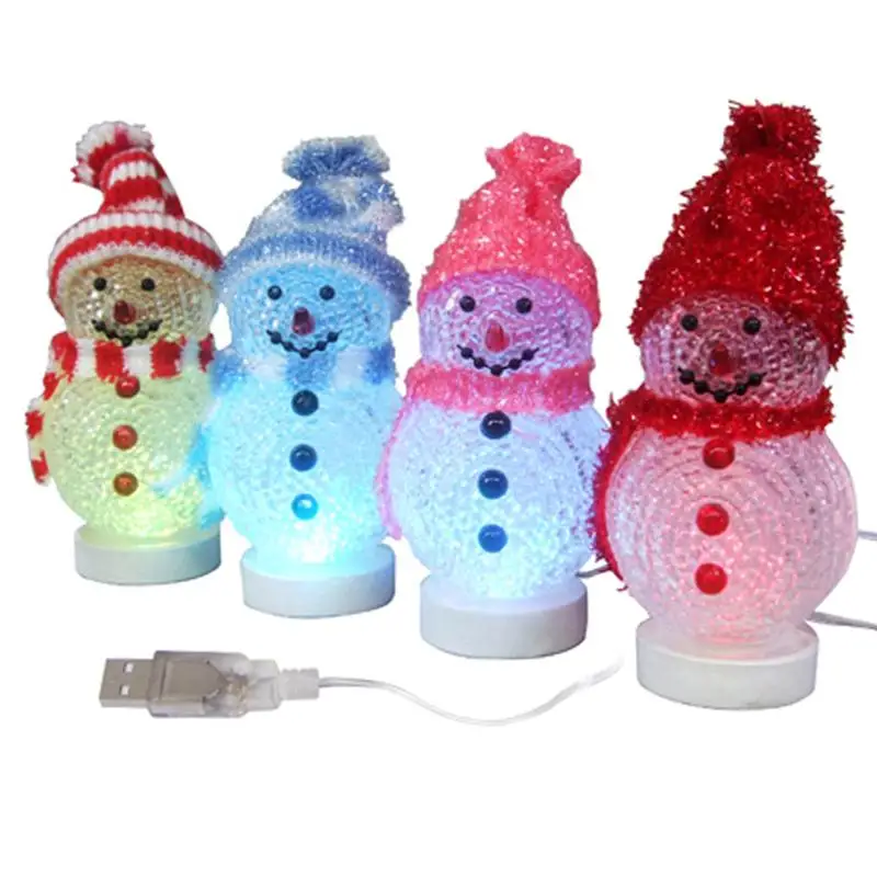 Зарядка через usb ночной Светильник Рождество светится красным снеговиком стильная футболка с изображением персонажей видеоигр лампа подсветки для Спальня Гостиная