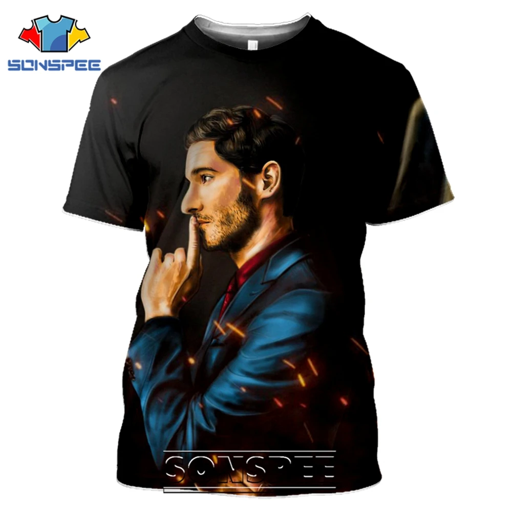 SONSPEE T-shirts Lucifer Morningstar 3D Print Men Women Casual Fashion Hip Hop Short Sleeve Streetwear Devil Tees Tops Shirt (4)