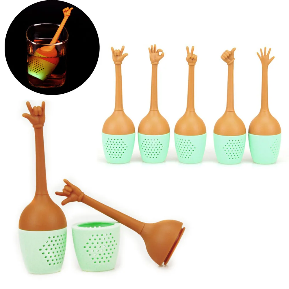 Забавные жесты для заваривания чая, ситечко для черного чая, FDA класс, силиконовый вкладыш, травяной держатель для специй, инструменты для заваривания чая, капля 4